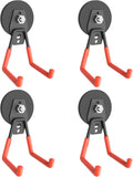 Garage Magnet Hooks, Heavy Duty Magnetic Hooks Tool Hangers for Garage Workshop Magnetic Metal Wall Hook Hangers with Anti-Slip Coating for Ladders, Garden Tools, Bulky Items (4 Pack)