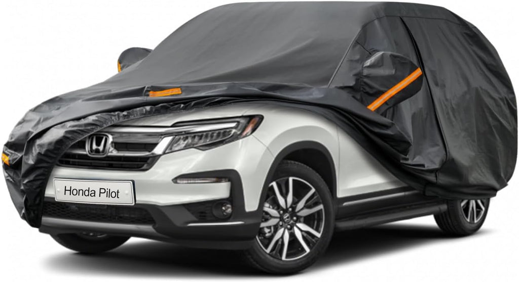 Kayme 7 Layers SUV Car Cover Custom Fit for Honda Pilot (2008-2025) Waterproof All Weather for Automobiles, Outdoor Full Cover Rain Sun UV Protection.Black