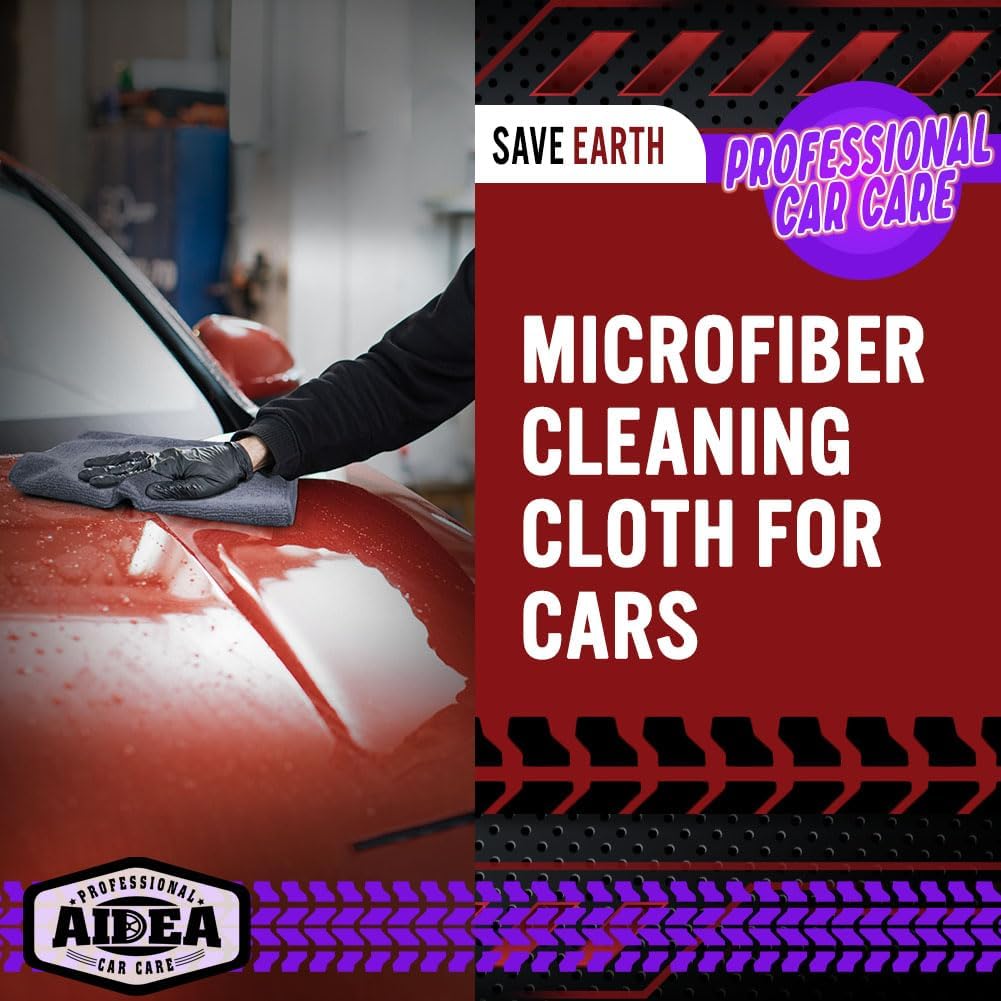 AIDEA Microfiber Cleaning Cloth Grey 20PK, Micro Fiber Cloth for Cleaning Cars, Premium All Purpose Car Towels, Dusting Cloth Cleaning Rags SUVs, House, Kitchen, Window, Workshops, 12"×12"