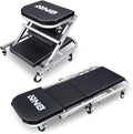 ‎DNA MOTORING TOOLS-00185 36 Inches 2 IN 1 Rolling Folding Car Creeper/Seat, 6 Pcs 2" Casters, 150kg Weight Capacity, Gray