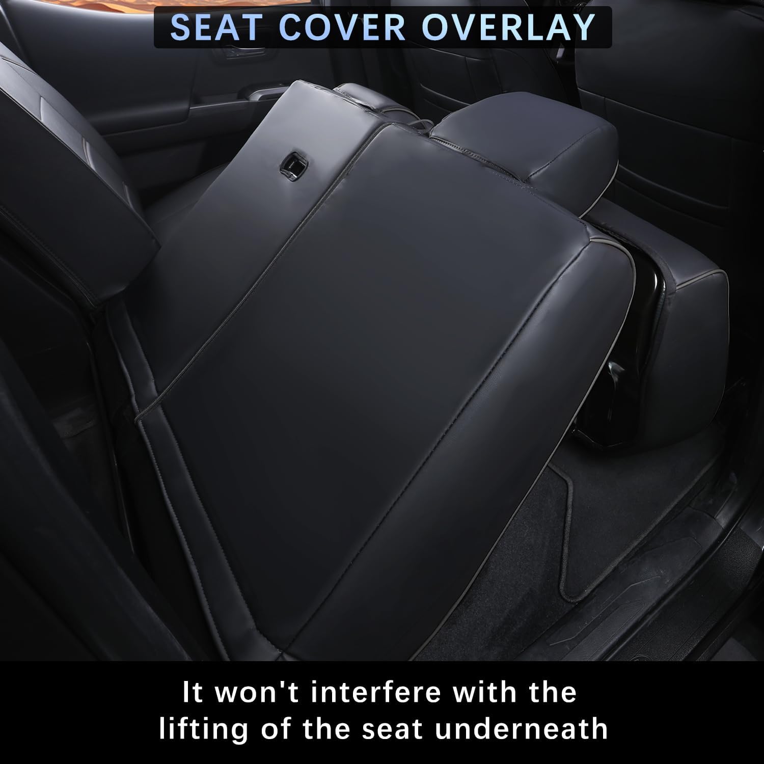 Car Seat Covers Full Set for Toyota Tacoma Double & Crew Cab 2023 2022 2021 2020 2019 2018 2017 2016 Tacoma Interior Accessories Premium Faux Leather Breathable Waterproof (Pure Black)