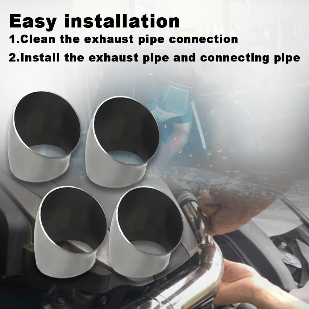 OD 3 Inch 45 Degree exhaust elbow Pipe (Mandrel Bend Elbow) SS304 Stainless Steel Bend Suitable for Car Modified Exhaust Elbow Pipe, Stair Handrail, etc (4 pcs)(76 * 100 * 1.5)