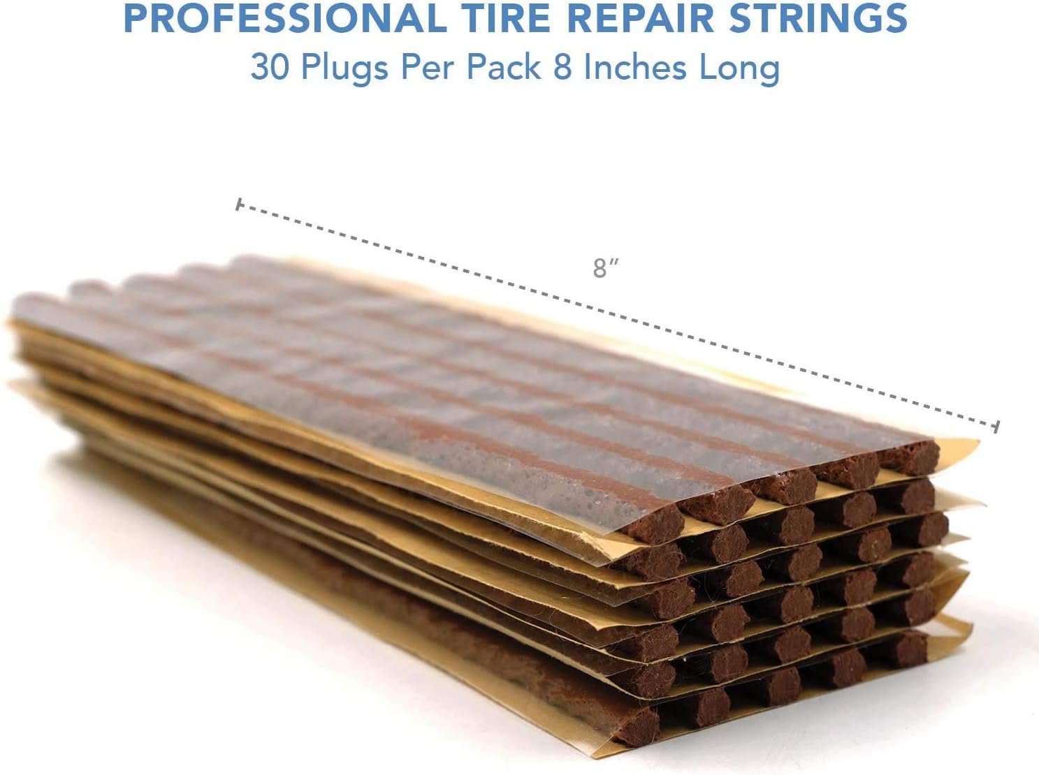 CKAuto 30pcs 8" Brown Tire Repair Strings, Automotive Tool Tire Repair Plugs for Tubeless Off-Road Tires Car, Bike, ATV, UTV, Wheelbarrow, Mower