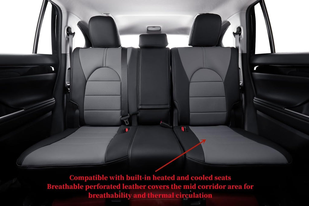 coverdream Custom Fit Camry Car Seat Covers for 2025 Toyota Camry XLE,XSE,Full Coverage Waterproof Leather Seat Protector(Full Set,Black/Gray)