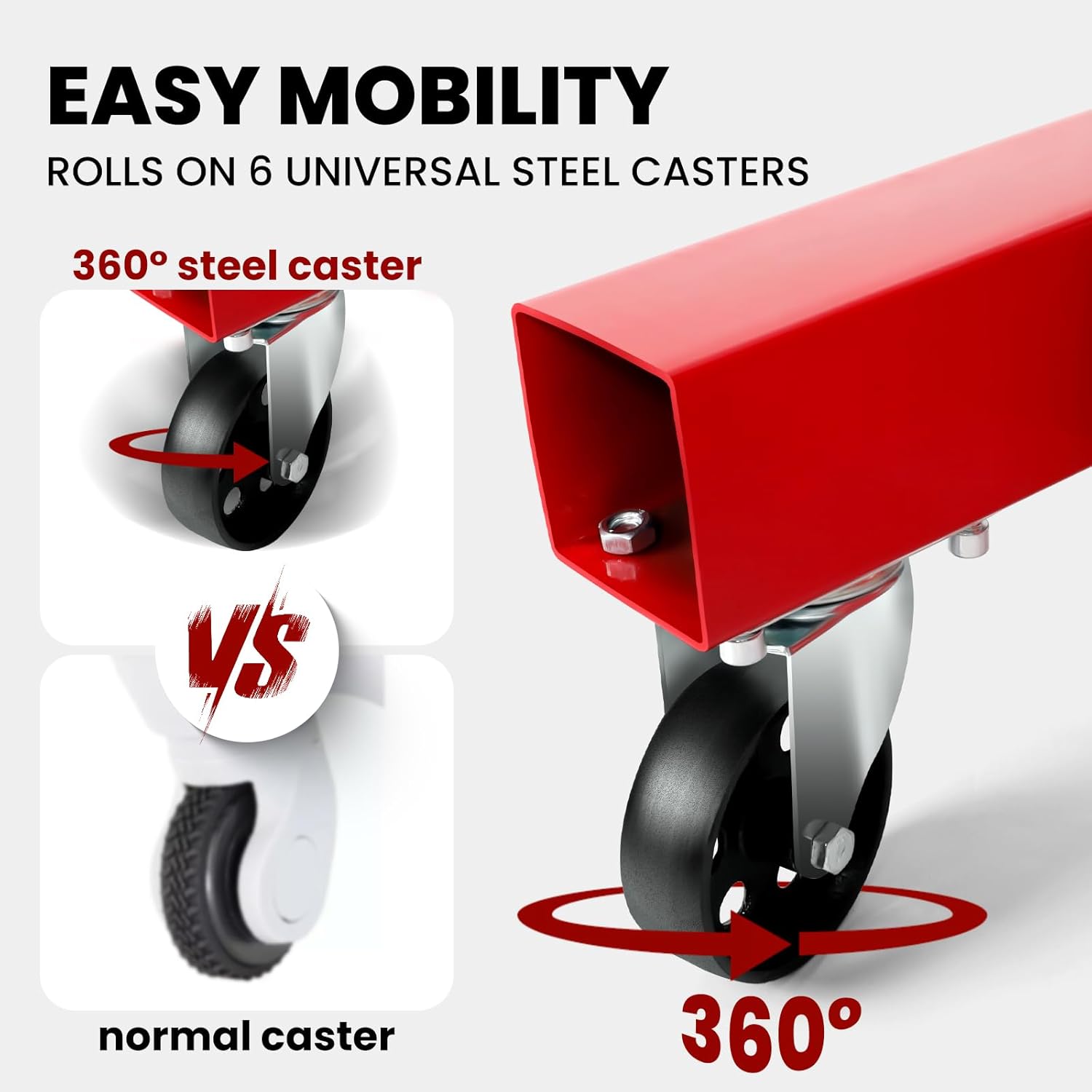 5500 Lbs Folding Engine Hoist Cherry Picker, 2.5 Ton Engine Hoist with Lever, with 6 Casters, 8 Ton Hydraulic Pump 4 Adjustable Position, Engine Crane for Garage, Workshop, Repair(Red)
