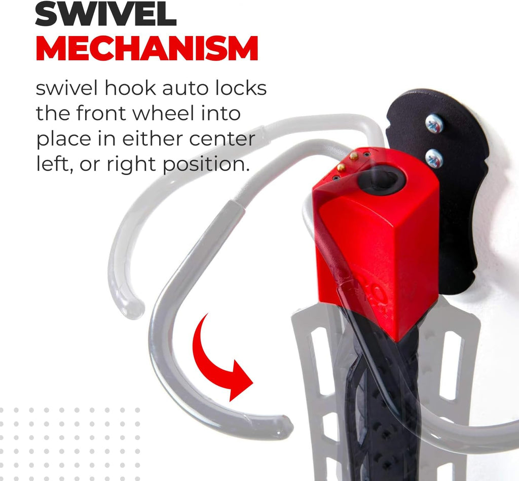 Pro Bike Tool Swivel Bike Rack, Wall Mount for Bicycles, Home, Garage, Vertical Hanging Rack for Storage, Secure Hook for MTB, Road, Hybrid Bikes