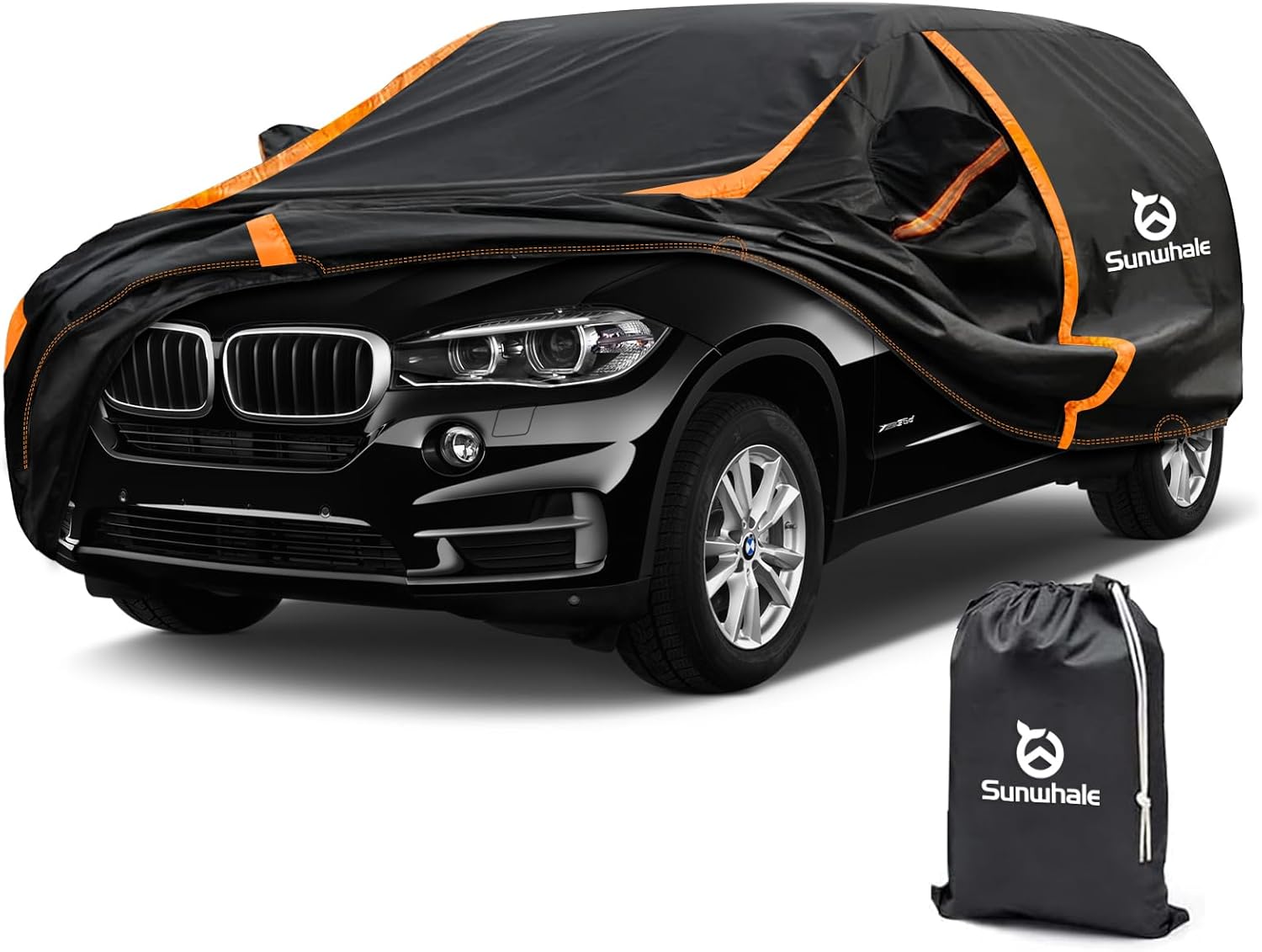 Car Cover Waterproof All Weather for SUV Automobiles UV Protection Snowproof Rain Sun with Door Zipper Full Exterior Outdoor Full Car Cover Universal Fit Up to 206"