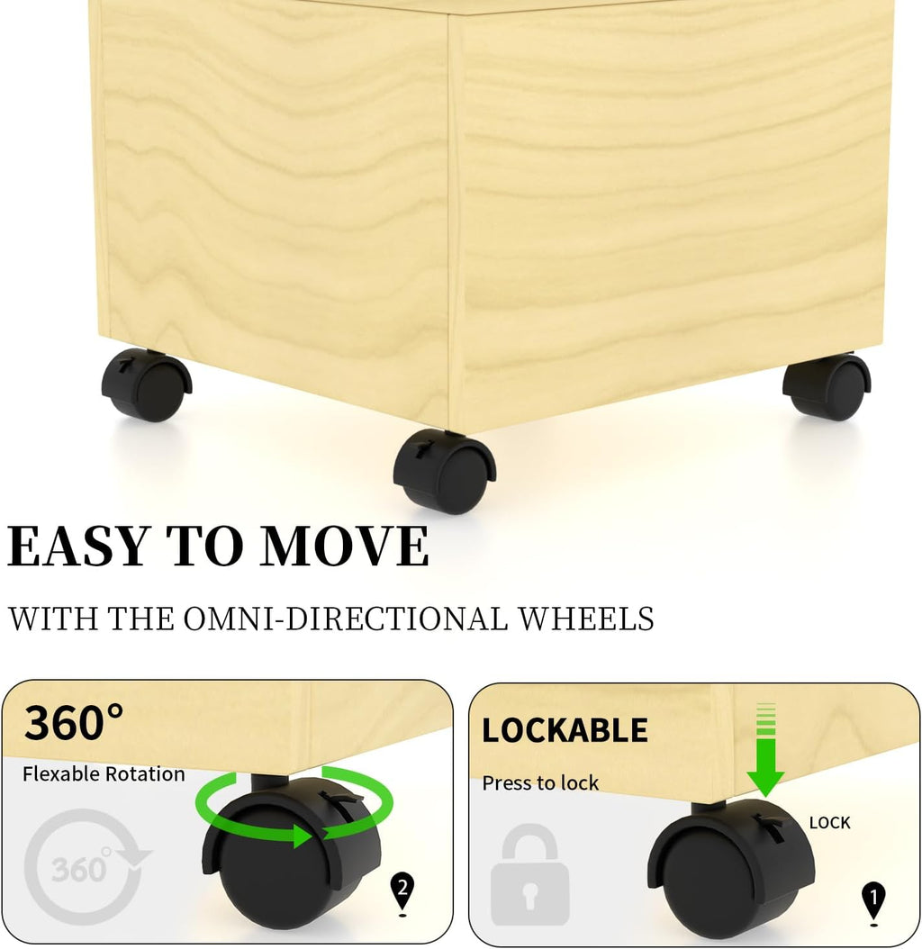WISDOMFUR Rotating Slatwall Display Rack – 16"x16"x60" Maple Spinning Tower with Wheels – Retail Display Fixture for Accessories, Hooks & Shelves