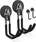 3-H Heavy Duty Magnet Garage Hooks 2 Pack, J Shape Strong Magnetic Hooks for Hanging Cordless Power Drill, Utility Magnetic Tool Holder for Metal Cabinet, Steel Pegboard, Toolbox, Garage(Black)