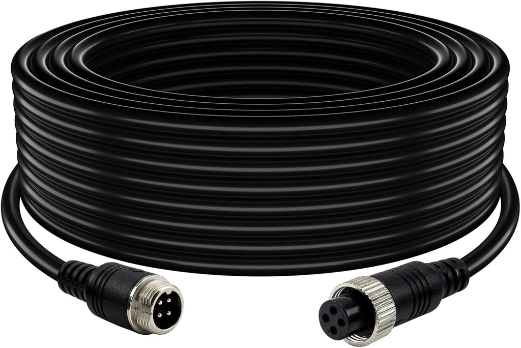 Car Video 4-Pin Aviation Extension Cable for CCTV Rearview Camera Truck Trailer Camper Bus Vehicle Backup Monitor System-65.6Ft/20M