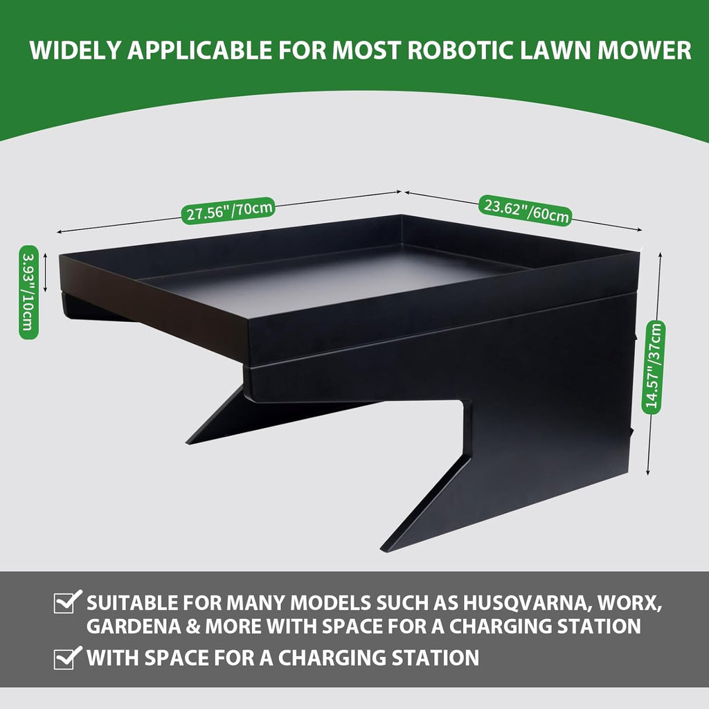 Weatherproof Robotic Lawn Mower Garage with Planter Compatible for All Robotic Lawn Mower Heavy-Duty Metal Shelter for Lawn Mower (27''x24''x14'') UV Protection & Drainage System