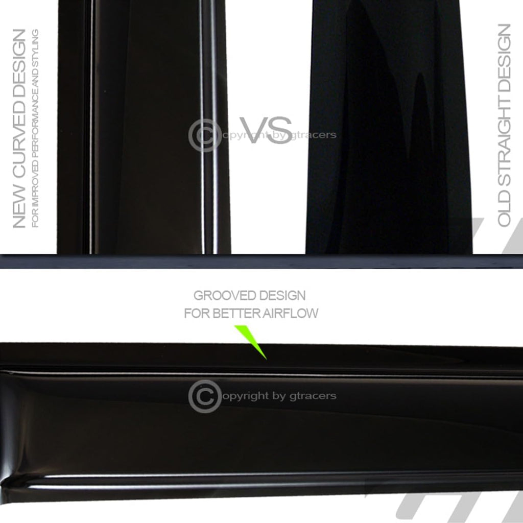 4pcs Front Rear Window Deflector Sun/Rain/Wind Guards Smoke Window Visors 07-13 Compatible with Chevy Silverado/GMC Sierra 1500/2500 HD/3500 HD Extended Cab