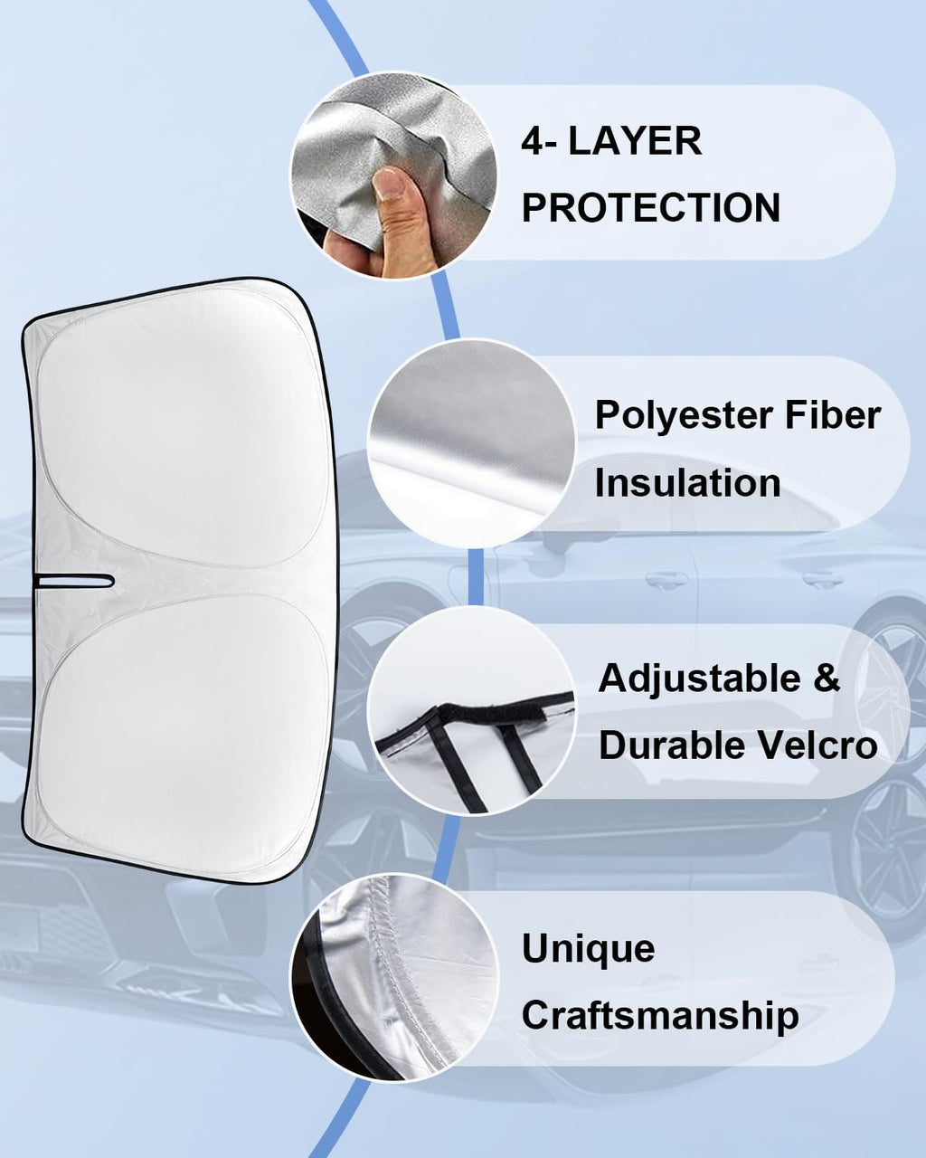 Custom-fit for Toyota Camry 2012-2016 2017 Windshield Sun Shade Block UV Rays Foldable Sun Visor SunShades 240T Reflective Fabric UV Protection Auto Car Interior Accessories