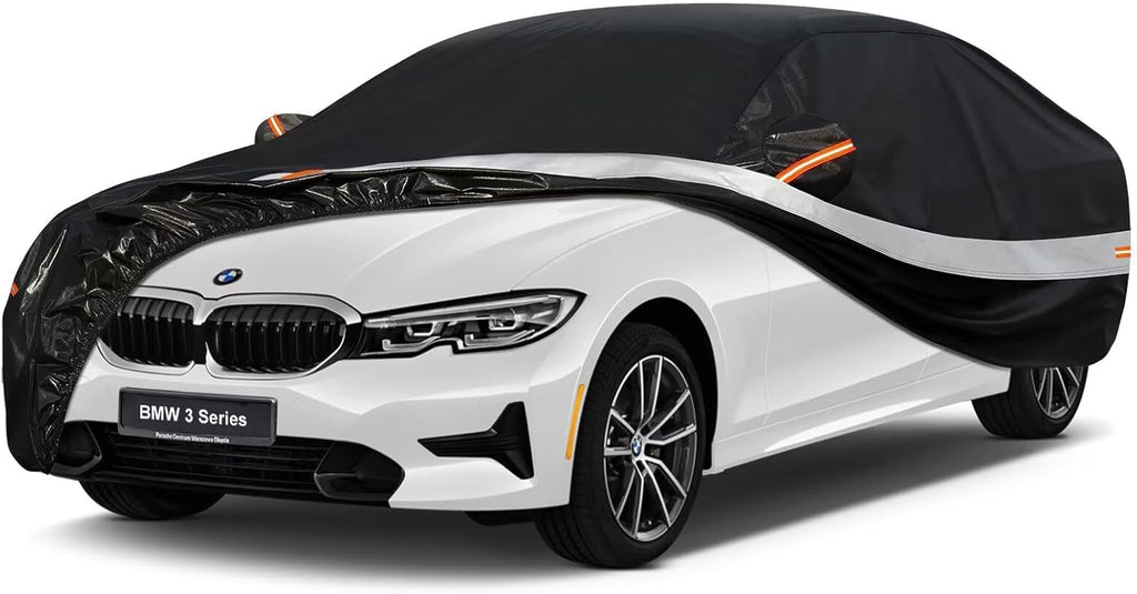 10 Layers Car Cover Custom Fit for BMW 3 Series 320i 328i 330i 335i M340i (2013-2025), Waterproof All Weather for Automobiles, Outdoor Full Cover Sun Dust Rain Protection with Cotton. Black