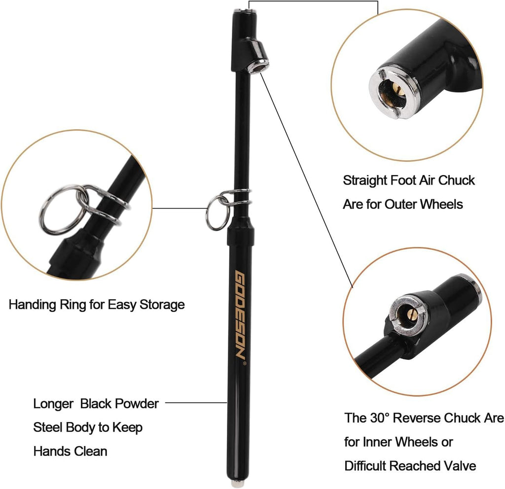 GODESON Dual Head Tire Pressure Gauge, Heavy Duty Pencil Tire Gauge Range 10-150PSI,Dual Head Truck Pen Air Pressure Gauge (Pack of 2)