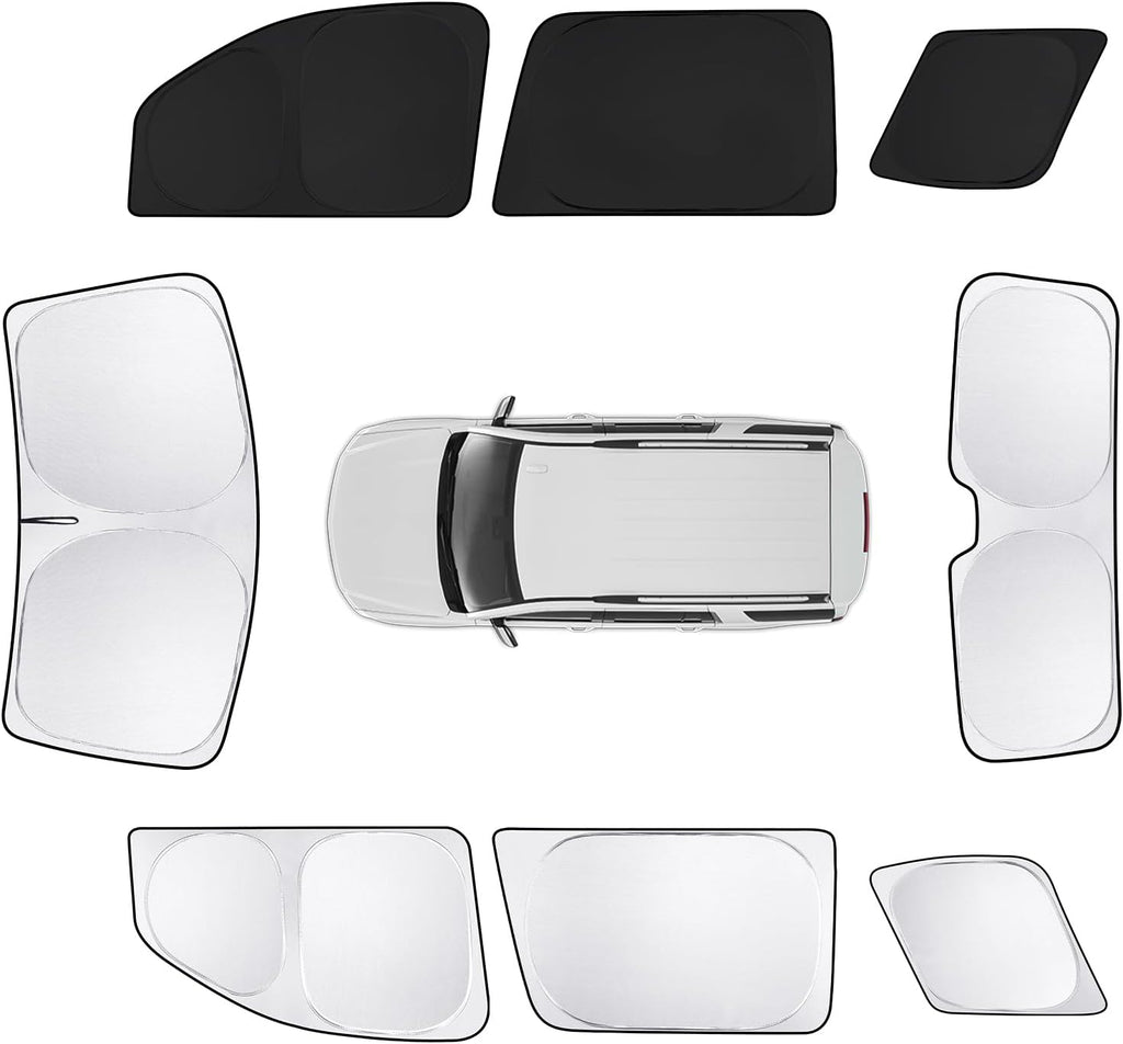 8pcs Car Window Shades for Chevrolet Tahoe 2015-2020 Accessories,Windshield Side Rear Full Sunshade,Sun Visor UV Blocking, Privacy Protection and Blackout for Camping Outdoor