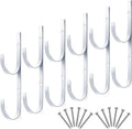 6 Pieces Pool Pole Hook Hanger Swimming Metal Brackets Pool Hook with 12 Pieces Screws for Telescopic Poles, Skimmers, Leaf Rakes, Net, Brush, Vacuum Hose, Garden and Pool Accessories (White)