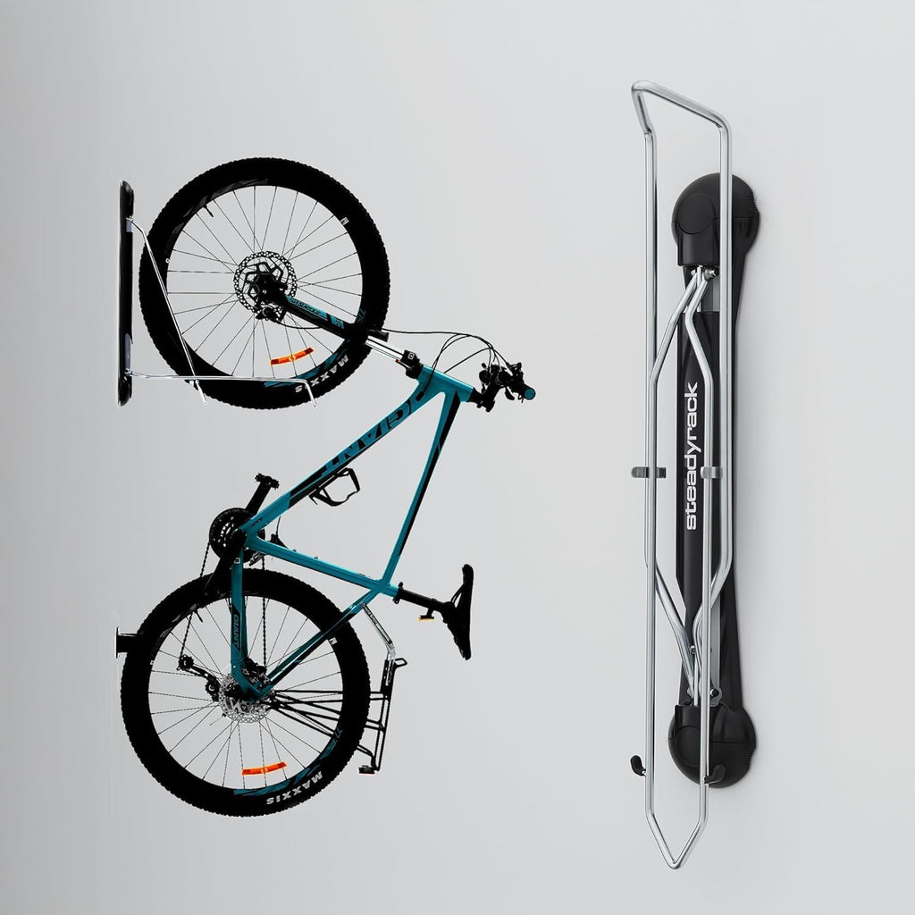 Steadyrack Bike Rack for Road Bikes - The Original Wall Mounted Vertical Bike Storage - Fits Narrow Tires - Space Saving Pivot Design - Heavy-Duty Steel Rack for Indoor Garage, Apartment or Home Use