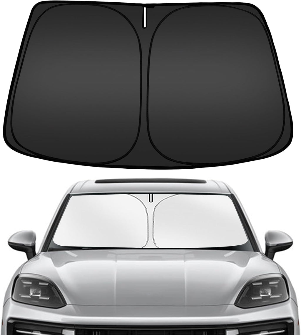 ARISMOTOR Windshield Sun Shade for Porsche Cayenne 2019-2025, Custom Fit Foldable Front Window Sunshade Sun Visor Protector, Block UV Rays Keep Your Car Cooler