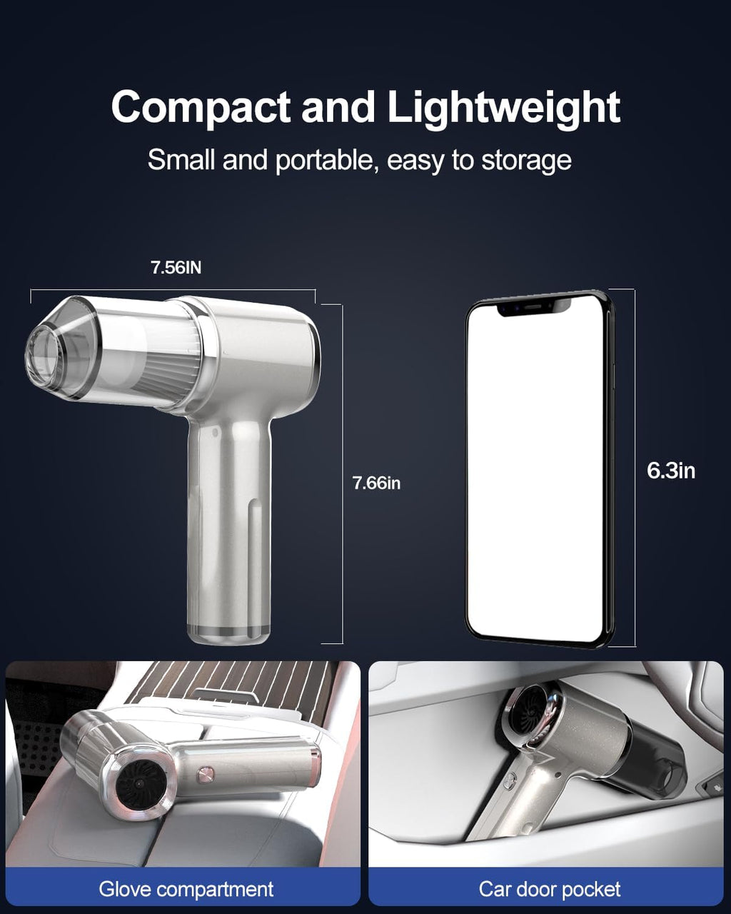 Handheld Car Vacuum Cleaner High Power,4-in-1 Small Portable Mini Cordless Brushless Motor Cleaner with 22000pa Suction Power & Air Duster,Type-C Charge,Cleaner for Home,Car(Mysterious Silver)