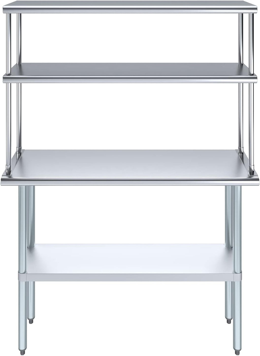 Amgood Stainless Steel Work Table Double Tier Overshelf | NSF 14" x 48" Work Table + 12" Overshelf