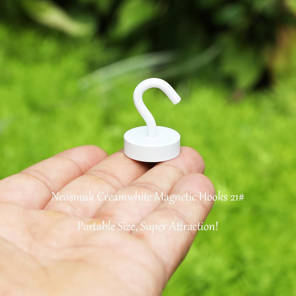 Neosmuk Magnetic Hooks, Cruise Ship Essentials, 40lb+ Heavy Duty Magnetic Hooks for Cruise Cabins, Refrigerator, Grill, Hanging, and Travel | Extra Strong Must-Haves Magnet Hook,White,Pack of 10