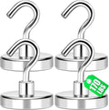 MIKEDE Magnetic Hooks Heavy Duty, 170Lbs+ Super Strong Magnet Hooks for Cruise Essentials, Neodymium Earth Magnets with Hook for Hanging, Magnetic Hanger for Fridge, Toolbox, Storage - 4 Pack