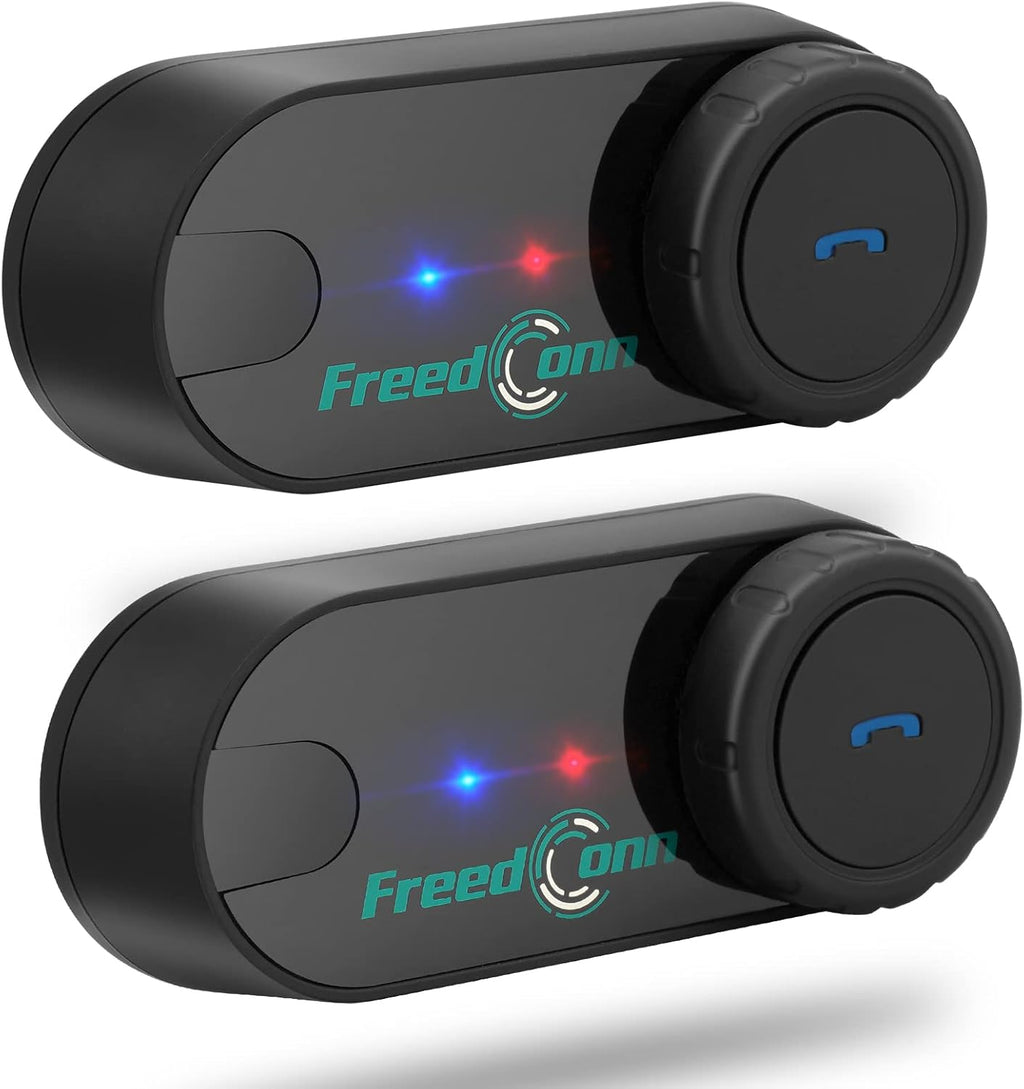 FreedConn TCOM VB Motorcycle Helmet Bluetooth Headset, Motorcycle Communication Systems with CVC Noise Cancellation, Stereo Music, 3 Riders 0.5mi/800m intercom, 12Hrs Intercom, IP65, 2 Pack