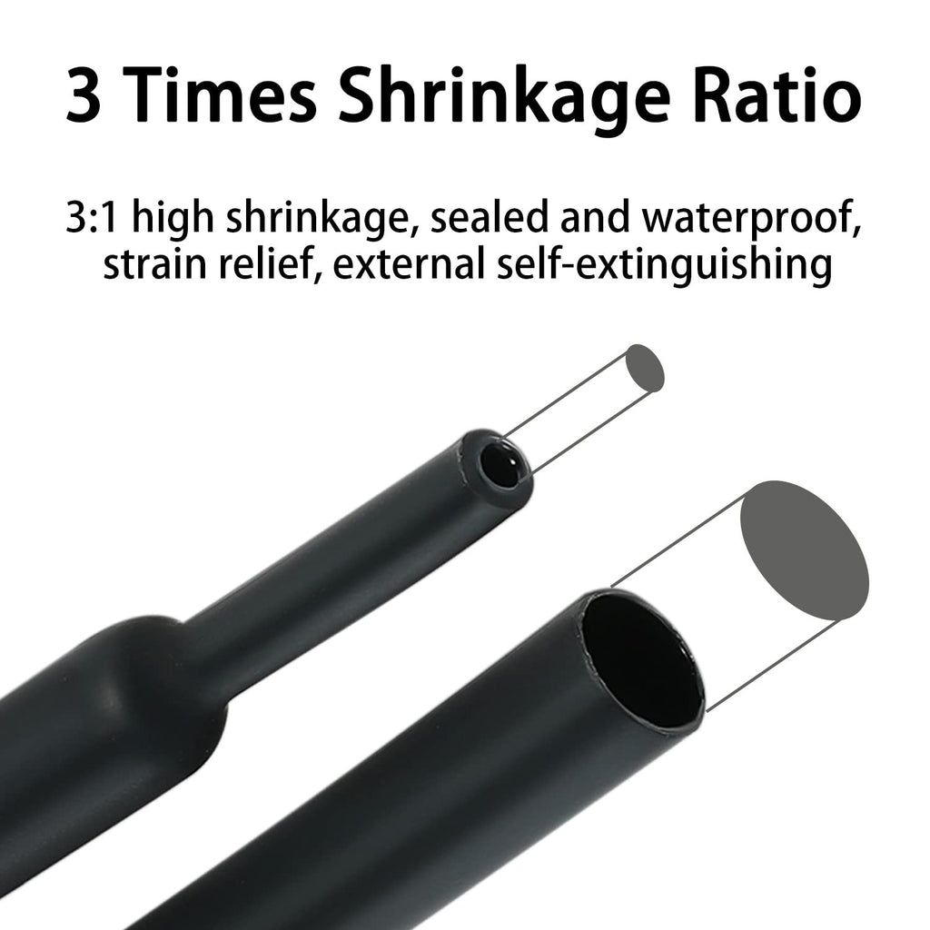 3:1 Ratio Heat Shrink Tubing Roll Adhesive Lined Industrial Marine Grade Dual Wall Heat Shrink Tube Waterproof and Sealed Black (1-1/4 inches(30 mm), 30 Feet)
