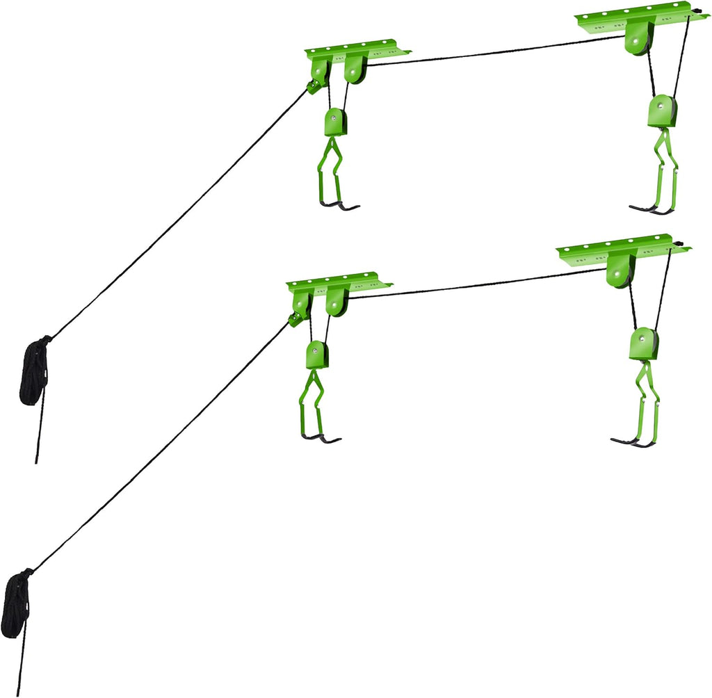 Bike Lane Products Bicycle Hoist 2-Pack Quality Garage Storage Bike Lift with 100 lb Capacity Even Works as Ladder Lift Premium Quality