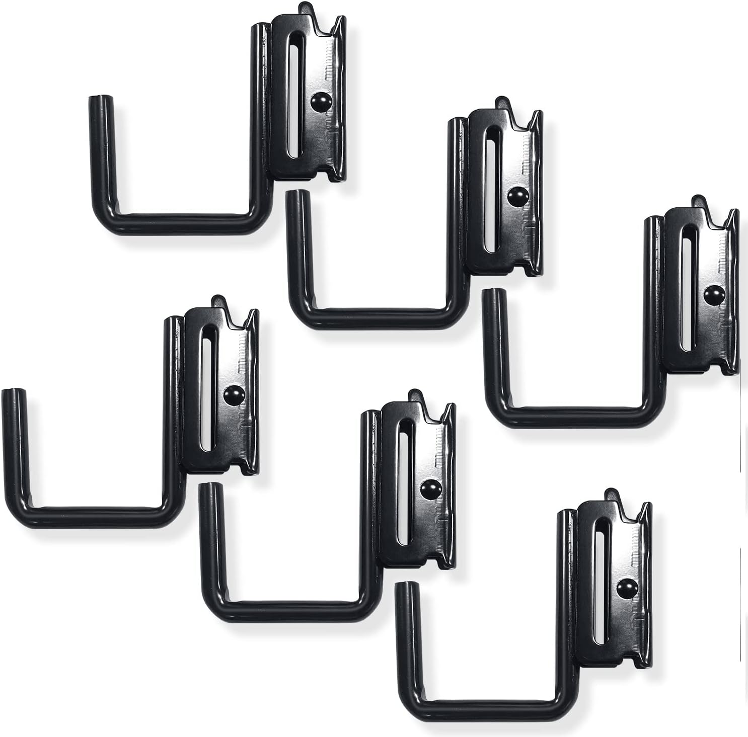 6PCS E Track J Hooks Heavy Duty E Track X Track Steel Hanger, Spring Fitting E Track Accessories for Enclosed Trailer, Cargo Van,Semi-Trucks Trailer,Black