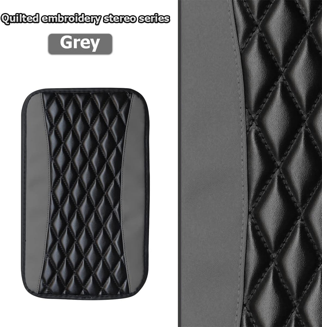 Car Center Console Cushion Pad, Universal Leather Waterproof Armrest Seat Box Cover Protector,Comfortable Car Decor Accessories Fit for Most Cars, Vehicles, SUVs (Gray)