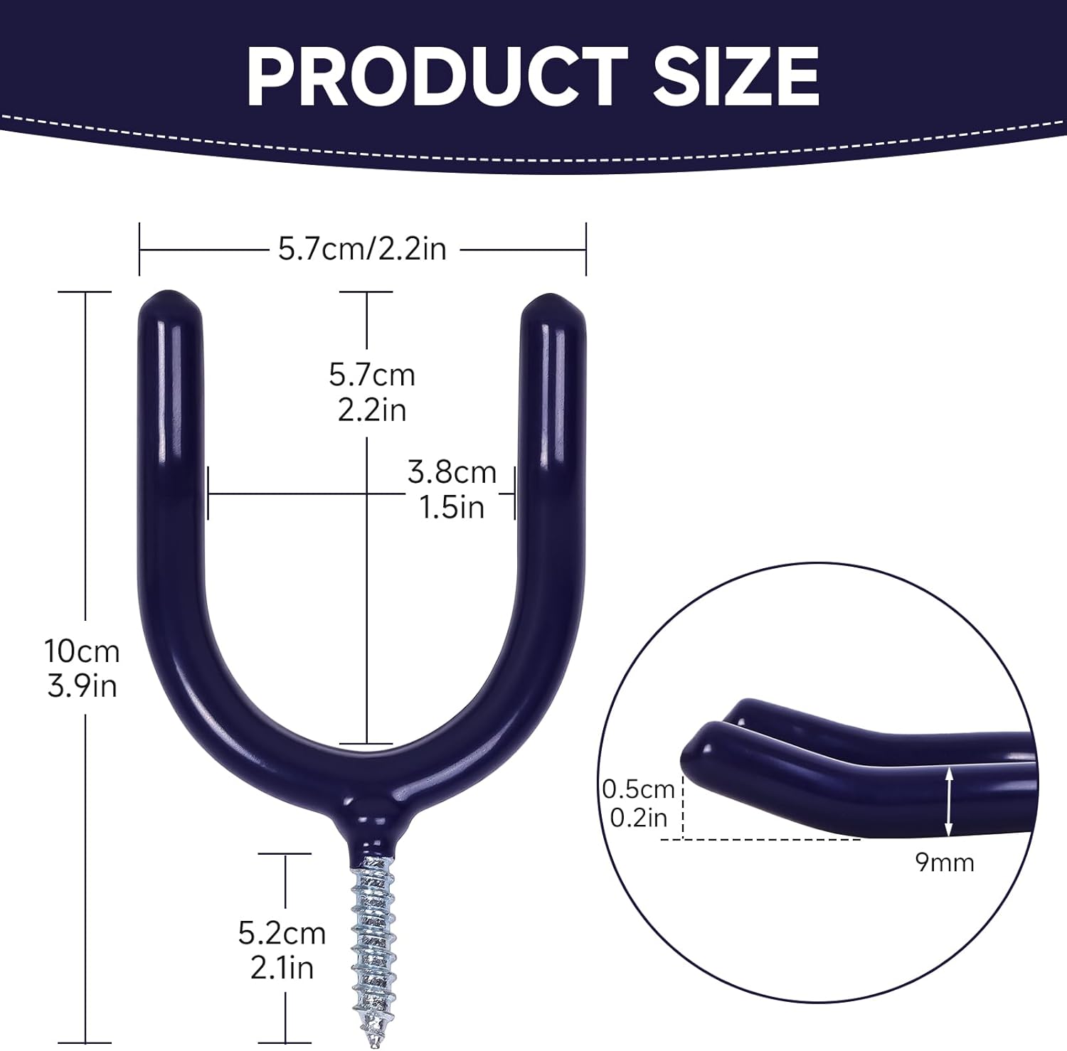 6 Pack Garage Storage System Steel U Hooks with Anti-Slip Coating Home Improvement and Organization Screw in Hooks Easy Wall Mounting Heavy Duty Bike and Ladder (Blue, 6 Pack)