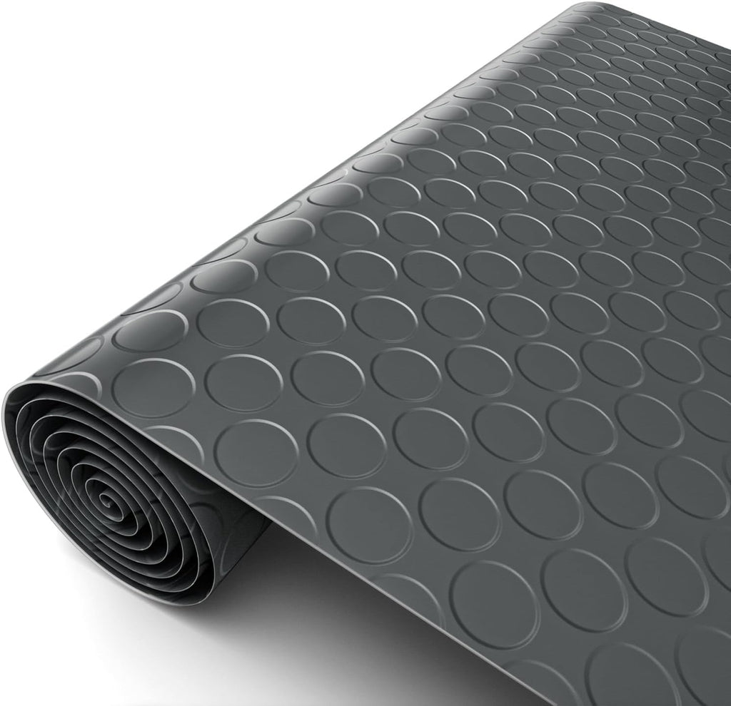 Premium Garage Floor Mat, Commercial Grade Heavy Duty Parking Mat for Garage Floor, Golf Cart Parking, Water/Stain Resistant Floor Runner (Grey Coin, 4 x 10 Feet)