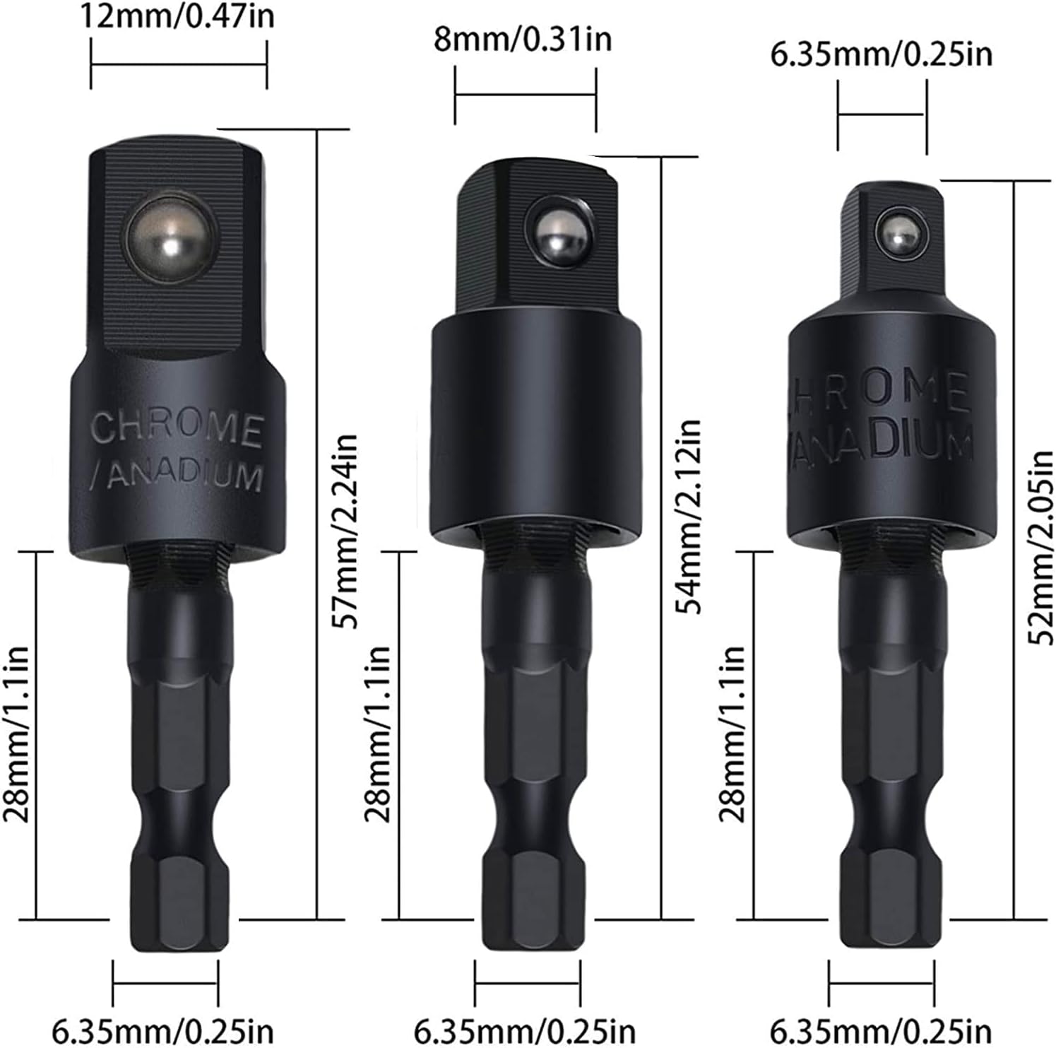 Right Angle Drill Adaptor,4-in-1 Impact Drill Bit Extension,360° Rotatable 1/4 3/8 1/2" Impact Grade Socket Adapter Set,105 Degree Angle Screwdriver Drill Bit for Household Workplace Industry