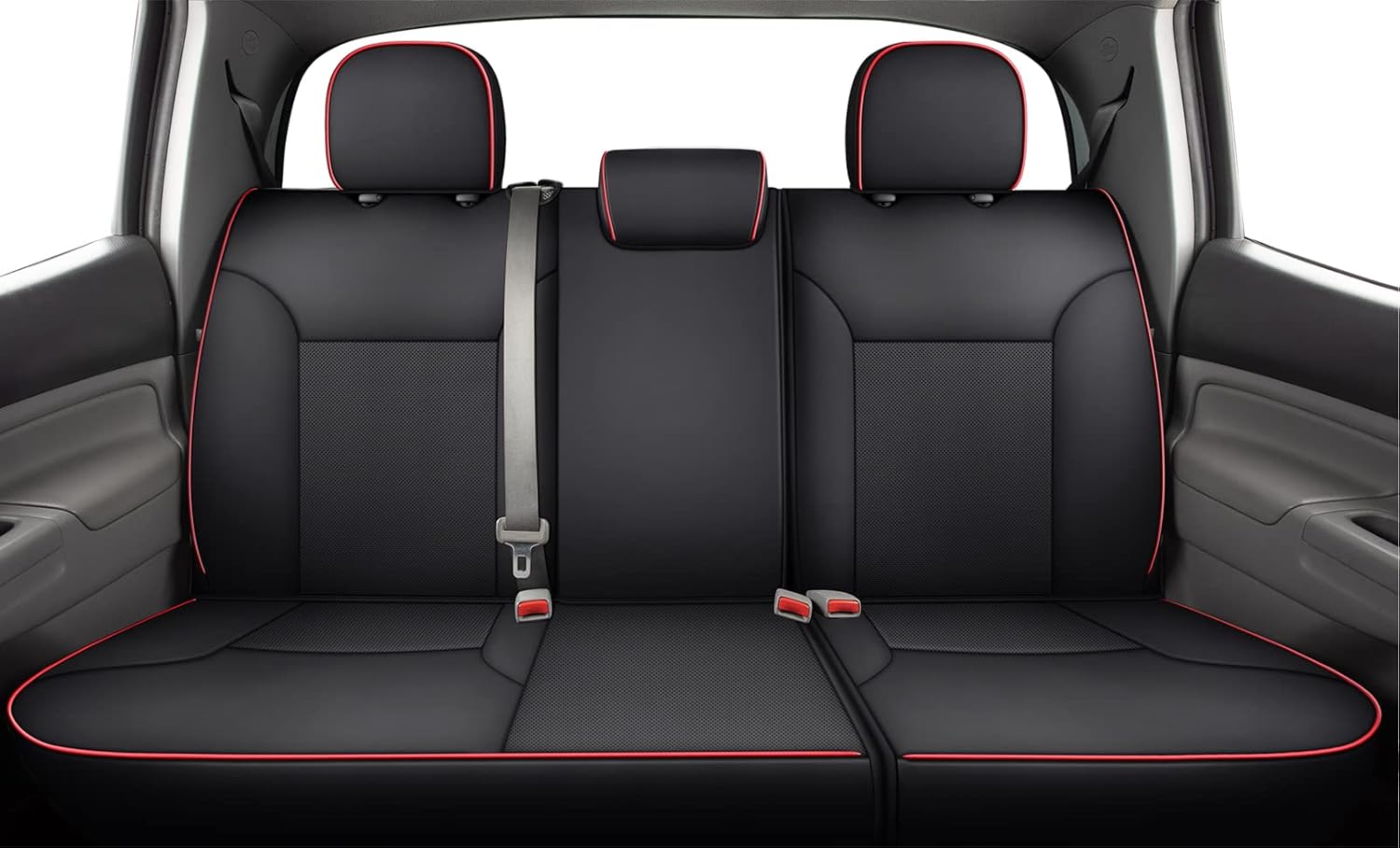 LUCKYMAN CLUB 2005-2015 Tacoma Custom Fit Seat Covers for Crew Cab with Faux Leather (2005-2015 Black & Red)