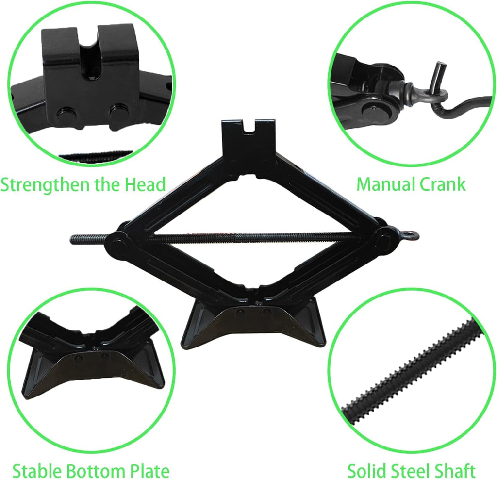 Scissor Car Jack, Scissor Jack with a Maximum Capacity of 2.0 Tons, Heavy Lifting Jack, Used for/SUV/MPV tire Repair and Replacement Tools, with Crank Handle (Hand Crank-2.0 tons)