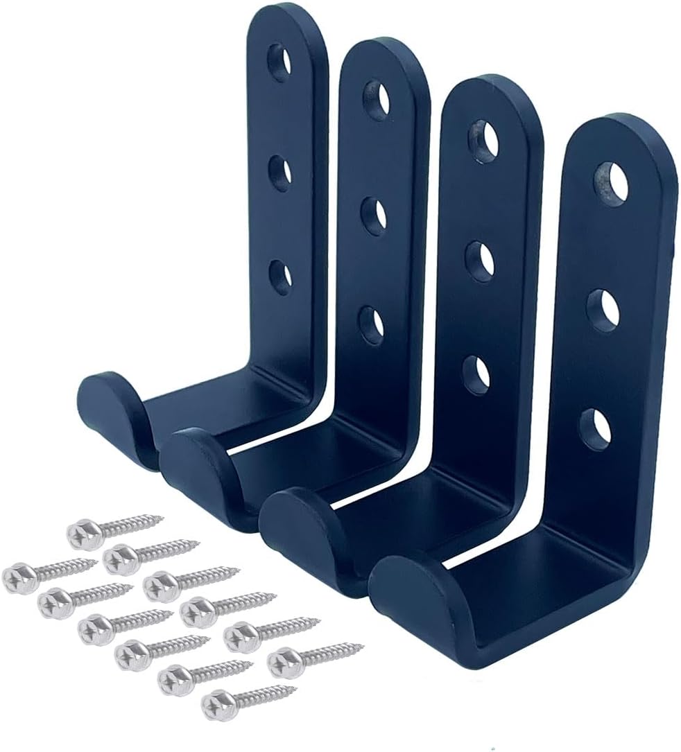 4 Pcs Heavy Duty Steel Wall J Hooks for Hanging,Garage Storage Utility Hooks Garden Tool Organizer, Wall Mount Hooks, Small U Hooks,Black (M)