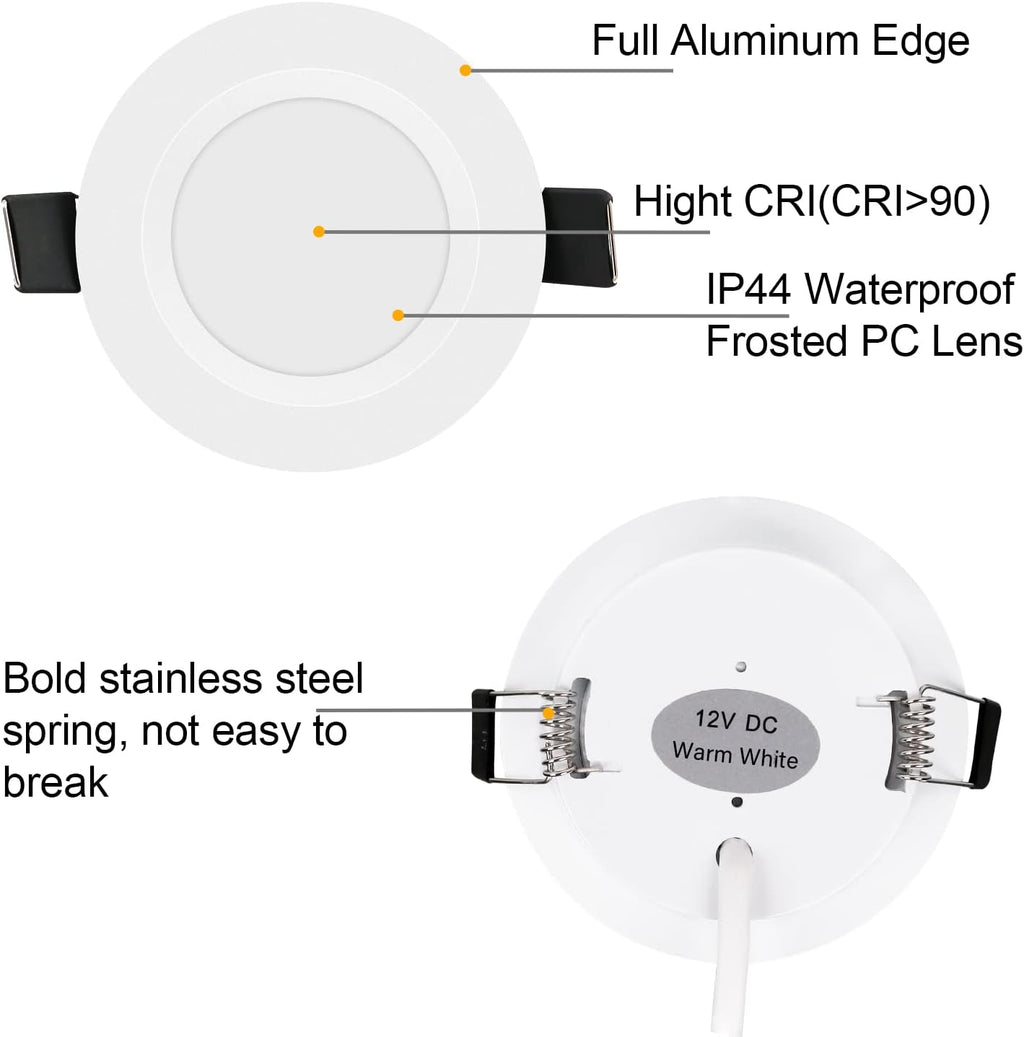 RV Boat Recessed Ceiling Light 6 Pack 12V LED Puck Light with Hole Puncher DC 12V 3W Full Aluminum Downlights for Under Cabinet Camper Vans RV Interior Lighting,2700-3200K