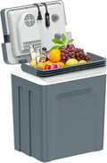 SHAREWIN Electric Cooler & Warmer with Handle 31.7 Quart/30L Portable Thermoelectric Fridge for Vehicles & Trucks with 110V AC & 12V DC, 12V Car Cooler for Camping, Travel Grey