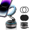 EnerCharge Magnetic Car Phone Holder, with 360° Adjustable & 3-Fold Extension, Upgraded Vacuum Suction Cup Cell Phone Mount for Car/Gym/Kitchen/Shower (Aluminum Alloy)