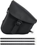 Gargoyle Bells Solo Saddle Bags - PVC Waterproof Motorcycle Luggage for Sportster Softail (Left Side, Black-Single Buckle)