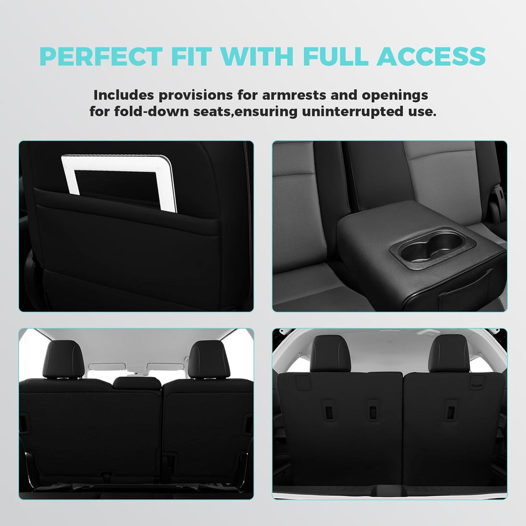 Custom Fit for Honda Pilot Seat Covers - Car Seat Covers Full Set for Pilot LX EX 2016 2017 2018 2019 2020 2021 2022 8 Seats, Leather Automotive Seat Covers, Black Grey