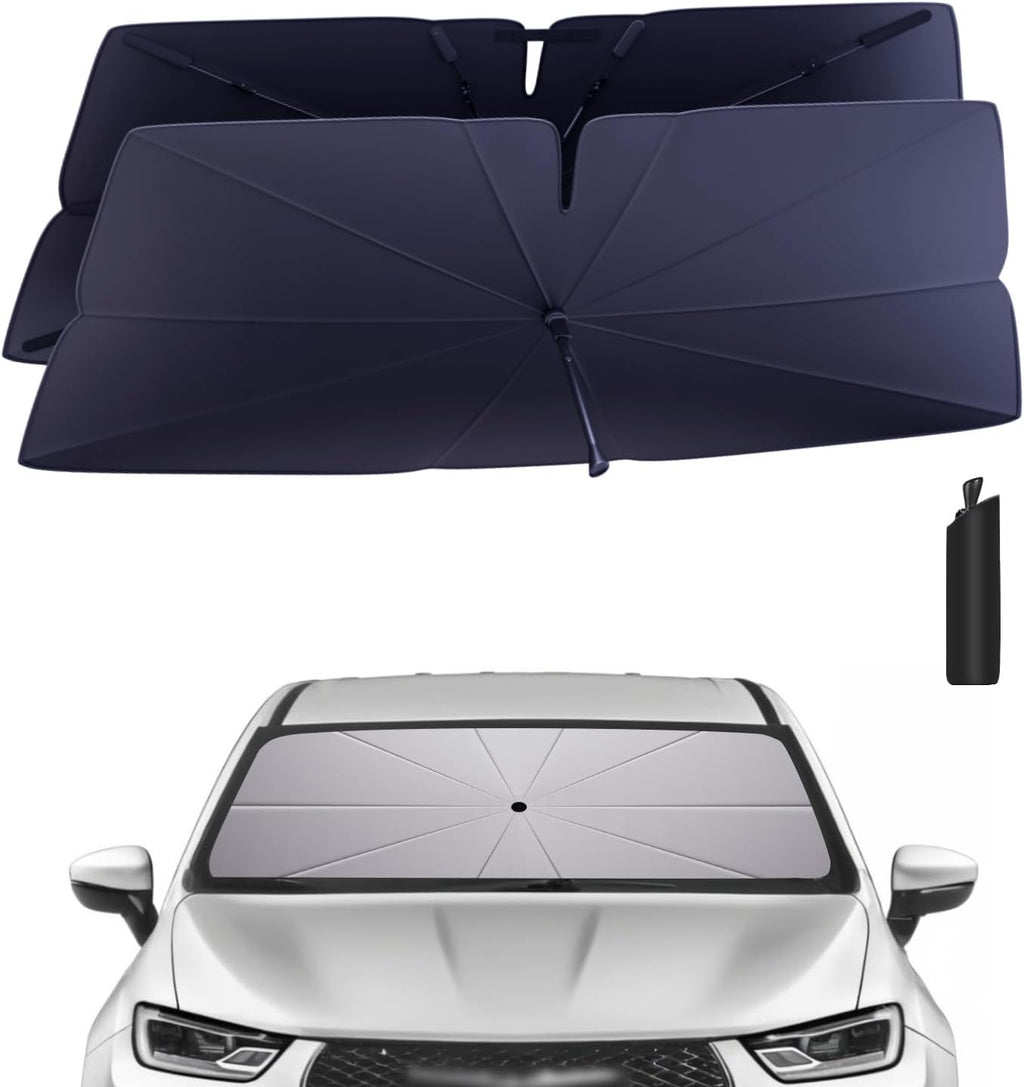 Windshield Sun Shade Umbrella for 2017-2025 Chrysler Pacifica Accessories: Custom Fit 240T Silver, Double Thickened, Foldable Sunshade Window Sun Visor, Ultimate 99% UV Blocking for Touring, Limited