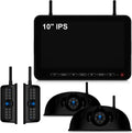 Fookoo HD 10" Wireless 4 RV Backup Camera System for Furrion Pre-Wired RV Truck Trailer, 10" IPS Monitor, 2 Side View 2 Rear View Cameras, Split Screen IR Night Vision Recording Waterproof - D10Y4