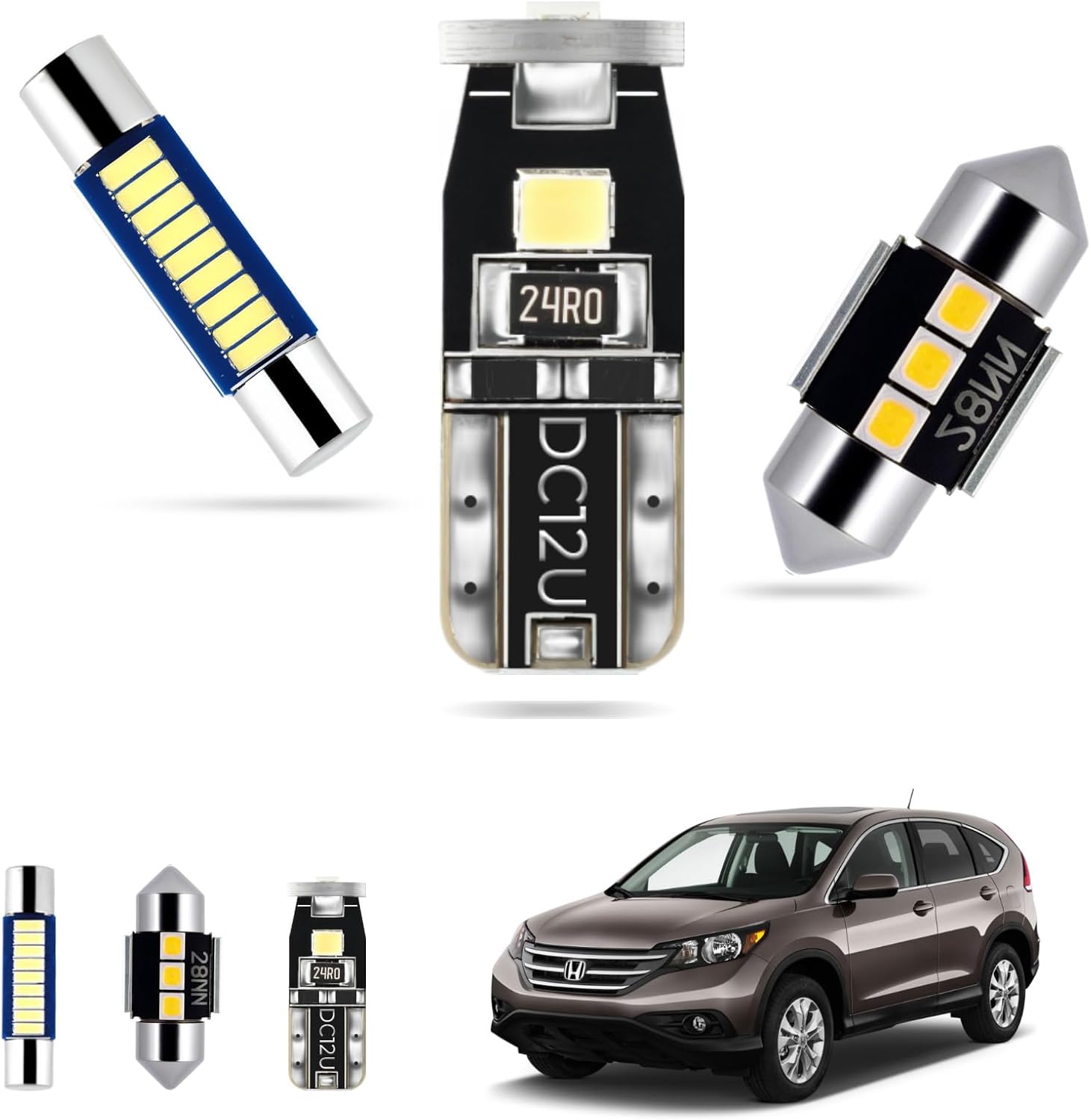 EASY EAGLE LED Interior Car Lights for Honda-CRV-2007-2012: 10 Piece Kit White LED Light Bulbs - Super Bright 6000K + Install Tool