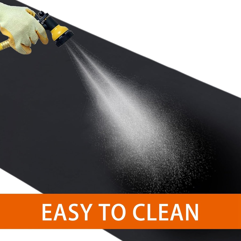 Motorcycle Mat 98 x 31 Inch Garage Floor Rug Washable Parking Mats for Garage Floors Non Slip Oil Absorbent Pad Rubber Backing Layer Protects Floor from Spills Drips Stains(Stripe Style)