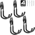 4 Pack 5.5x4.1 Inch Utility Steel Wall Mount Heavy Duty Garage Hooks with Anti-Slip Coating,Storage More Yard,Garden and Power Tools and for Hanging Hose,Ladder and Bike