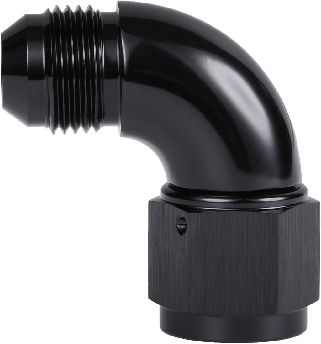90 Degree 10AN Male to 10AN Female Swivel Full Flow Fitting Adapter Coupler Aluminum Black
