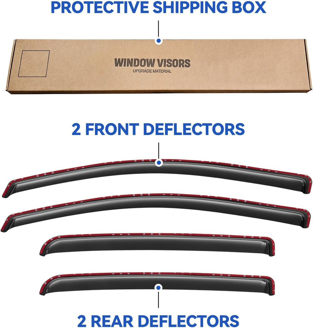 in-Channel Window Visors Rain Guards for 2015-2022 Chevy Colorado Crew Cab, Window Vent Wind Deflectors Visors Shades for 15-22 Gmc Canyon Crew Cab